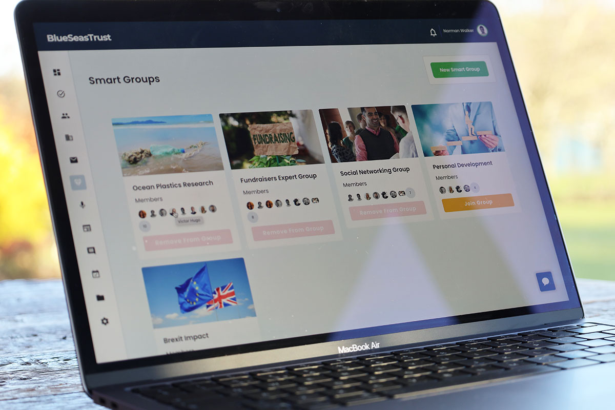 Smart Groups arranged as cards. Users can choose to join or leave any smart group